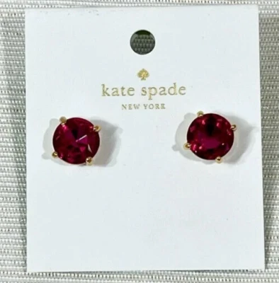 Nwt - Kate Spade NY Dark Pink Fuchsia Crystal Stud Pierced Earrings - Image 1 of 4
