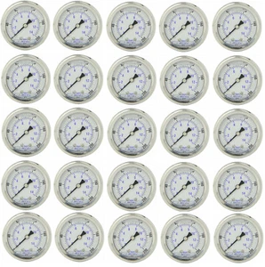 25 PACK LIQUID FILLED PRESSURE GAUGE 0-200 PSI, 2" FACE, 1/4" BACK MOUNT - Picture 1 of 3