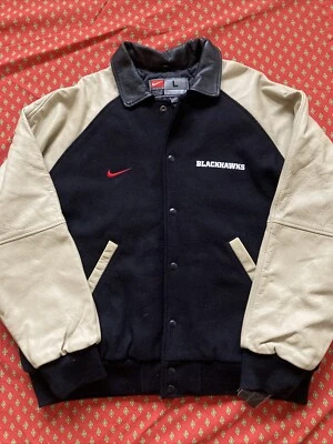 Chaqueta Universitaria Chicago Blackhawks Nike Letterman Talla Grande Nueva Con Etiquetas De Colección Foto 1 de 4