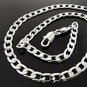 Necklace Chain Real 18k White Gold Filled Solid Ladies Curb Link Design 45cm 18" - Picture 1 of 4