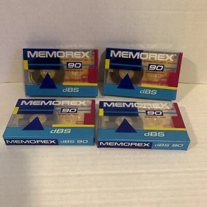 Vintage Memorex DBS 90 1980's Blank Audio Cassette Tapes 4 Pack Mint Sealed NEW! - Picture 1 of 9