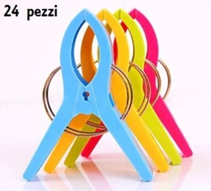 Set 24 Pezzi Pinza Mollette 14cm Super Jumbo Colorate Bucato idea - Foto 1 di 1