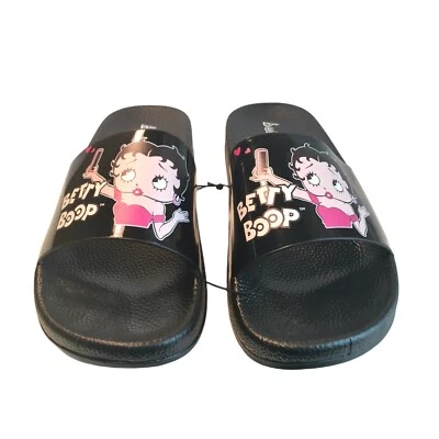 Betty Boop Womens Black Slides Sandals Size 6 Youth - Image 1 of 4
