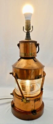 BEST & LLOYD 23”H Maritime Copper Plated Oil Lantern Dated 1944. Electrified - Image 1 of 4