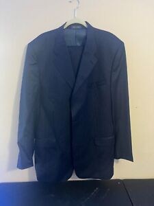 Bachrach Navy Pinstripe Custom Suit - 48" Chest 