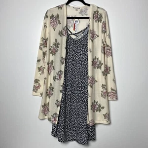 Juego de 2 piezas Wallflower Juniors Vestido Floral Cárdigan Talla L - Imagen 1 de 10