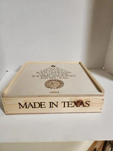 Made in TEXAS Wooden Gift Storage Pie Box 10.5"x10.5"x3" with Sliding Lid Used - Picture 1 of 12
