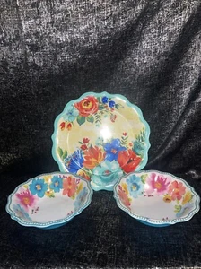 Lot Of 3 The Pioneer Woman Breezy Blossoms Floral Bouquet 1-Plates & 2 Bowls - Picture 1 of 5