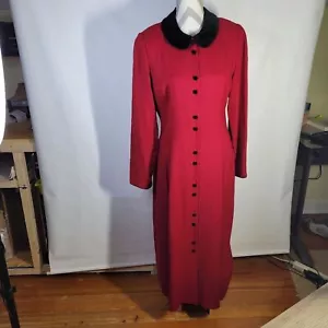 Vintage Talbots Wool Blend Dress Black Velvet collar/Buttons Size 12 USA Made - Picture 1 of 12