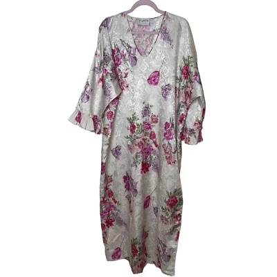 Mary McFadden Nightgown Vintage Womens Size Large Side Slits Floral Multicolor - Image 1 of 4