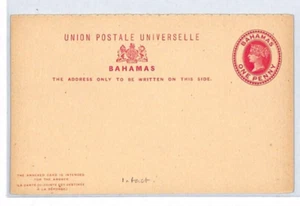 BAHAMAS QV Unused Postal Stationery Intact Reply Card 1d{samwells}XC224 - Picture 1 of 12
