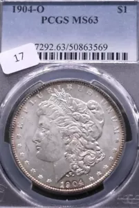 1904 O MORGAN SILVER DOLLAR PCGS CERTIFIED MS63 ORIGINAL & UNCLEANED DEEP FROSTY - Picture 1 of 2