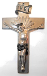 Antik Schwarz Akzent Bestattungsinstitut Schatulle Sarg Jesus-Gotik Kruzifix Kreuz - Bild 1 von 7