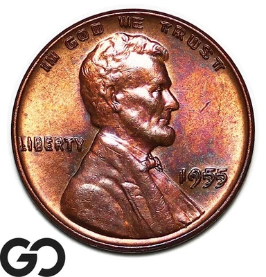 1955/55 Lincoln Cent Wheat Penny, Red Brown, Gorgeous Choice BU++ Key Date ERROR - Image 1 of 4