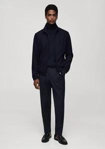 NWT MANGO MNG $140 DARK NAVY WOOL BLEND ZIP FRONT JACKET SZ M MEDIUM - Picture 1 of 6