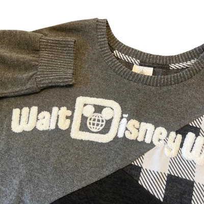 Walt Disney World Sweater Women's M Black Gray Buffalo Plaid Pullover - Image 1 of 4