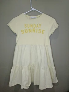 Zara Kids Size 10-12 Yellow Short Sleeve Sunday Sunrise Dress - Picture 1 of 9