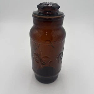 Vintage 70er Jahre? Apotheker dunkelbraun Farbe Glas Glas Kanister 4"×9,5" - Bild 1 von 6