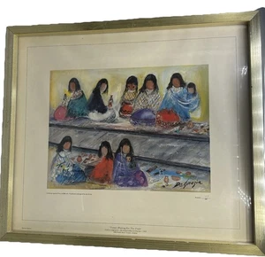 "Imagen impresa firmada a mano Ted Degrazia 1973 Yuma está esperando el tren 16 por 20""" - Imagen 1 de 8