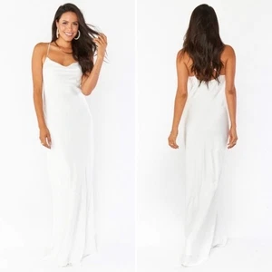 show me your mumu tuscany maxi dress ivory luxe satin women large - Picture 1 of 7