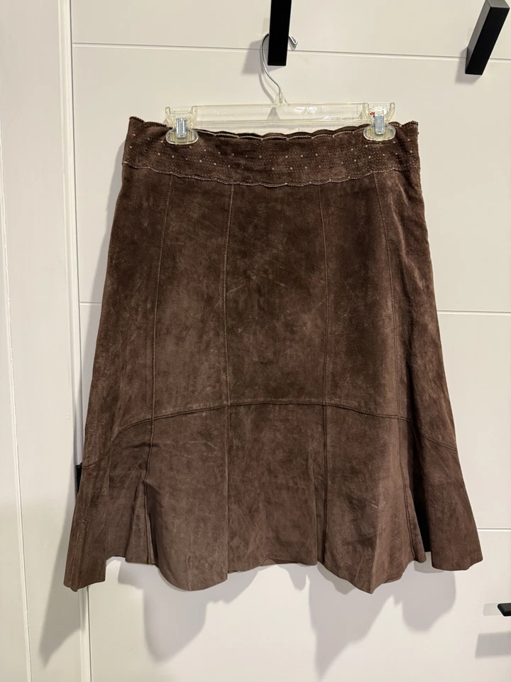Women’s Cabi Suede Brown Midi Skirt Size 6 - Image 1 of 3