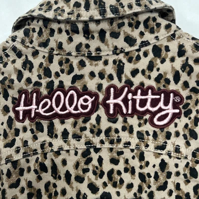 Hello Kitty Youth Jacket Size 8 Leopard Print Embroidered Spell Out Sequins  - Image 1 of 4