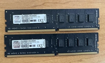 G.SKILL DDR4 16GB (2x8GB) 2666MHz CL19 1.2V Desktop Memory RAM F4-2666C19S-8GNT - Image 1 of 3