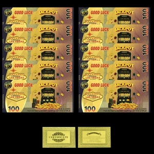 10x Las Vegas Jackpot Slot Gold Banknotes 100 Dollars Lucky Casino Souvenir Gift - Bild 1 von 6