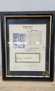 HANK AARON HOF Foto & Statistikblatt notariell beglaubigt & beglaubigt signiert handsigniert 8x10 - Bild 1 von 10