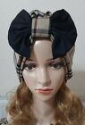 Vintage inspired 40s 50s cheched turban hat beanie size L_ XL with black  bow. 