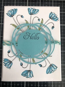 Card Set Of 4 Stampin Up Painted Poppies HELLO Any Occasion - Picture 1 of 2
