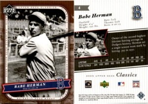Babe Herman 2005 Upper Deck Classics Baseball 4  Brooklyn Dodgers