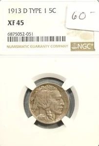 1913-D Type 1 Buffalo Nickel NGC XF-45 #2-051 - Picture 1 of 2