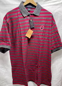 ANTIGUA SS golf polo uomo grande striscia rossa e grigia nuova con etichetta vintage Camp Zama GC Japan - Foto 1 di 21