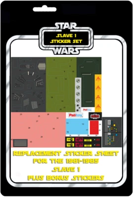 VINTAGE RESTORATIONS Vintage Star Wars Boba Fett Slave 1 Ersatz Aufkleber Blatt Mandalorianische Extras