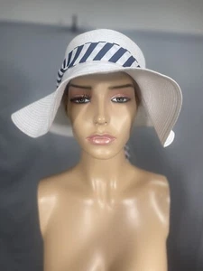 IPrinted  Band Floppy Hat Natural blue, white, MSRP $36.50 - Picture 1 of 3