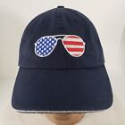 Usa Flag Hat Sunglasses Graphic Cap Embroidered Blue Strap Back Bayside Adj