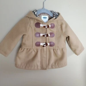 Old Navy Baby Girl's Camel Toggle Closure Winter Coat Animal Leopard 6-12m - Picture 1 of 7