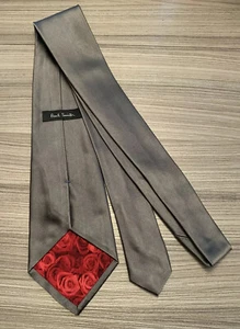 Paul Smith Grey Silk Tie "MAINLINE" Classic 9cm Blade 100% Silk Made in ITALY - Picture 1 of 4