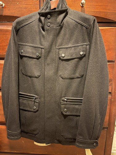 NUOVA giacca da uomo Michael Kors lana cerniera cappotto invernale nero taglia M