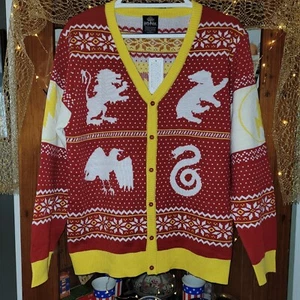 UGLY CHRISTMAS SWEATER HARRY POTTER HOGWARTS RED AND YELLOW LARGE UNISEX... - Picture 1 of 11