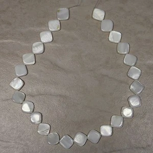 13mm Natural White Mother of Pearl Shell Square Diamond Loose Beads 15.5" Strand - Picture 1 of 1
