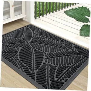 Waterproof Doormat, Sturdy Natural Rubber Front Indoor Mat, 30''x17'' Black - Picture 1 of 8