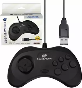 Retro-Bit Official Sega Saturn USB Controller Pad for PC/Mac/Steam/RetroPi Black - Picture 1 of 9