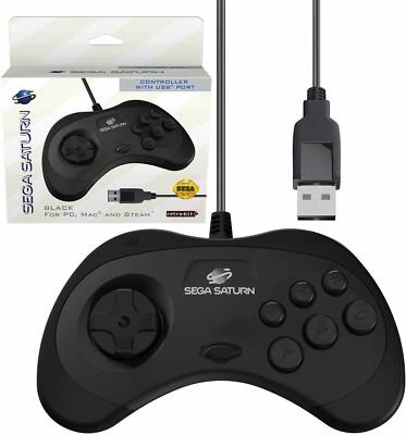 Retro-Bit Official Sega Saturn USB Controller Pad for PC/Mac/Steam/RetroPi Black - Image 1 of 4