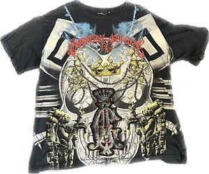 Christian Audigier Mayan Aztec Skull Rhinestone T-Shirt Size XL - Picture 1 of 7