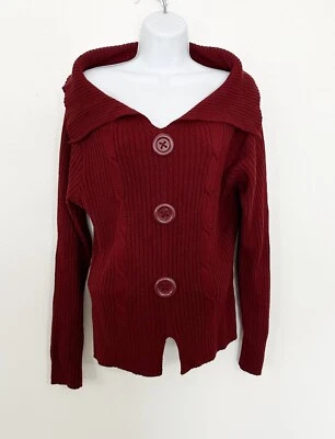 Suéter Western Connection Mujer Talla L Hombros Descubiertos Tejido Top Granate Informal Foto 1 de 4