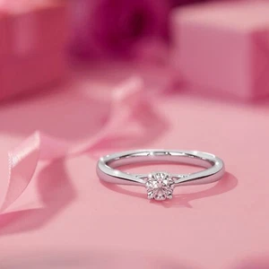 Lab Grown 0.25Ct Round Solitaire Diamond Engagement Ring, 14K Gold Round Shaped - Picture 1 of 8