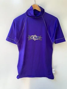 Vintage Rip Curl Size L Mens Short Sleeve Rashie Swim Surf Top Blue Made in Aus - Picture 1 of 6