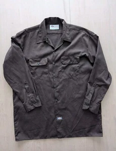 Dickies Herren XL Langarm Braun Knopfleiste Uniform Arbeitshemd RN20697 - Bild 1 von 8